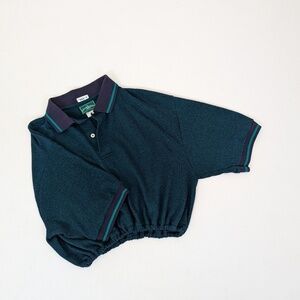 Cropped Tennis Collared T-shirt Pony Shirt Short Sleeve 3/4 Button Up